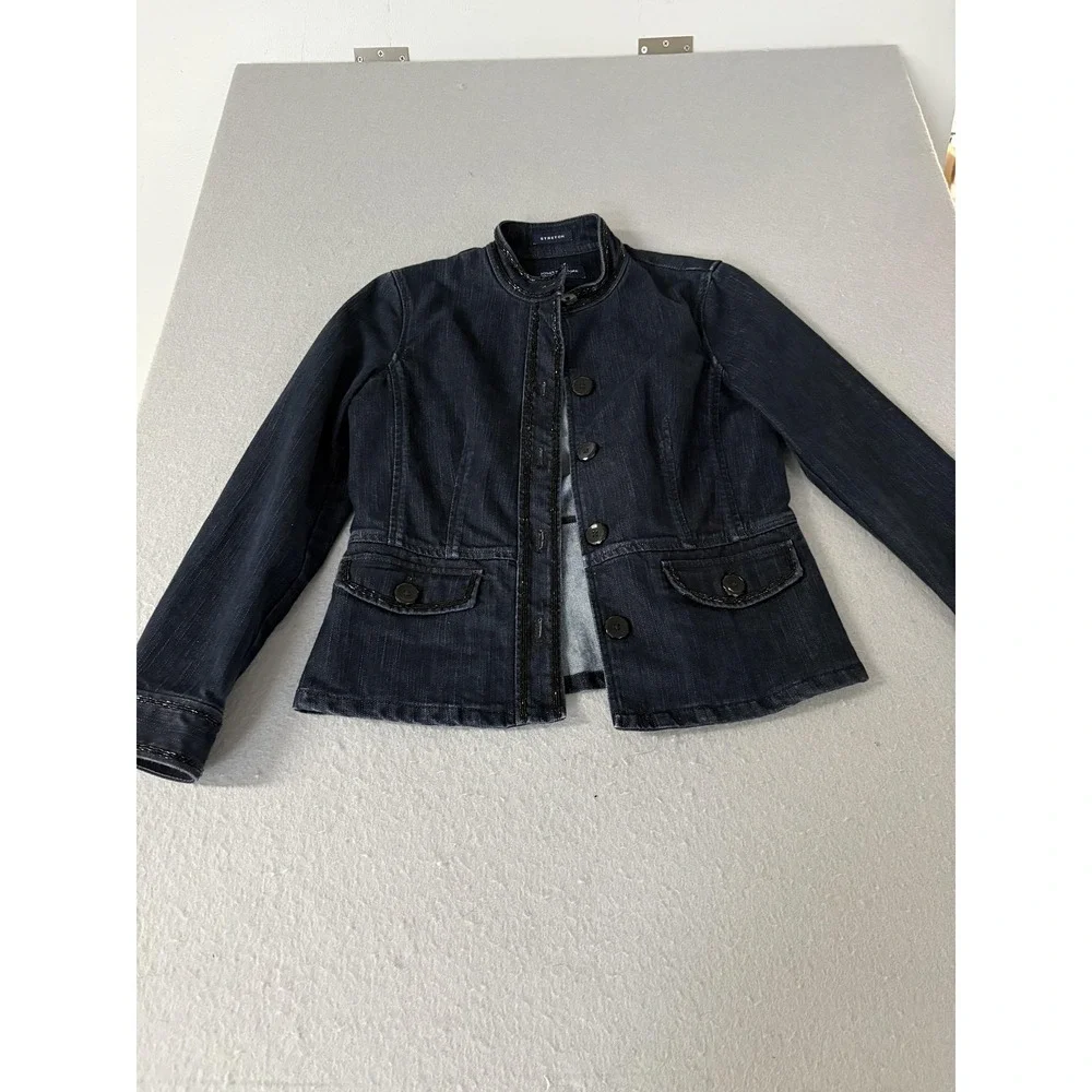 Jones New York Signature‎ Jacket Womens Petite Small Denim Stretch Button Up